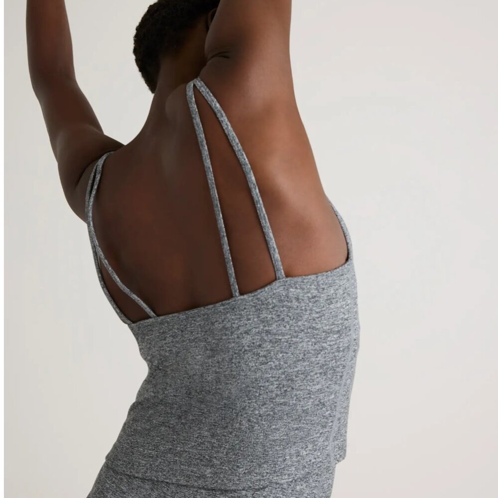 Quince Ultra-Soft Strappy Cropped Tank Grey Size Small